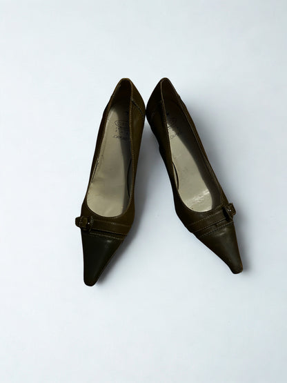 Joan & David Olive green Kitty Heels