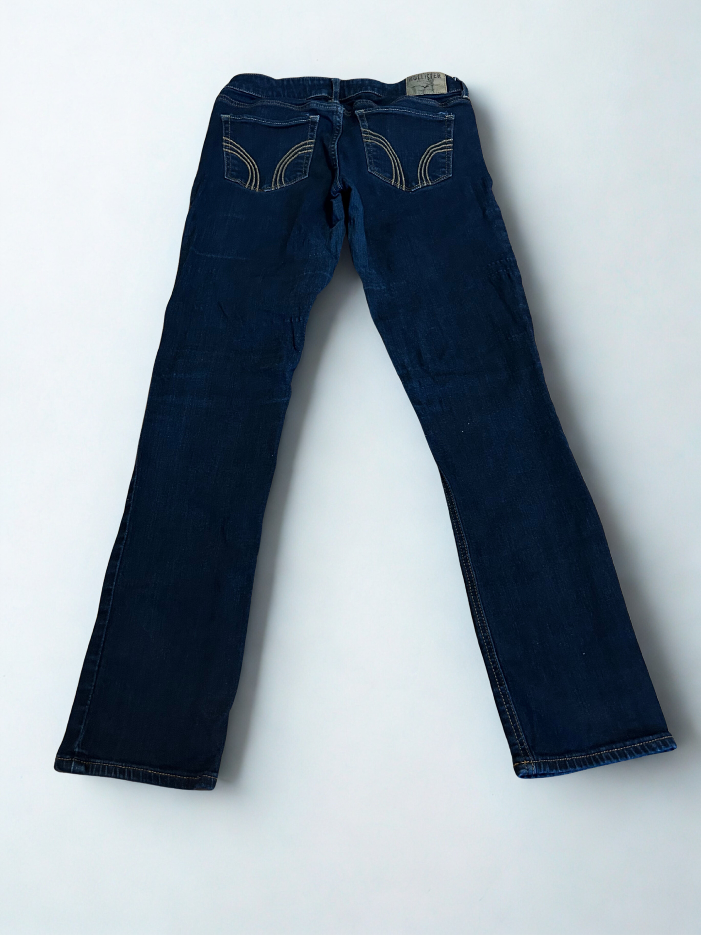 Dark wash straight leg denim jeans